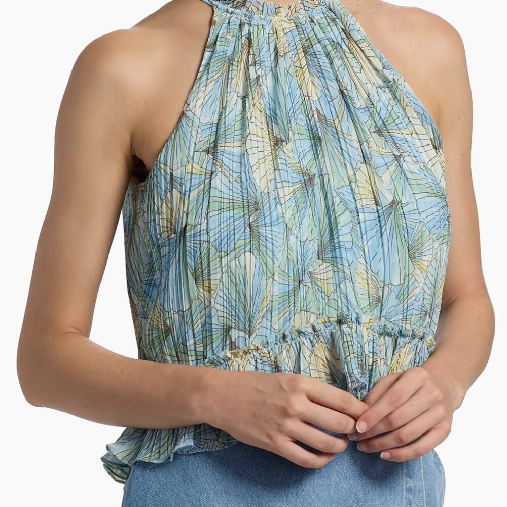 Veronica Beard NWT Renee Halter Top in powder blue multi, size 10. $448 - Picture 4 of 6